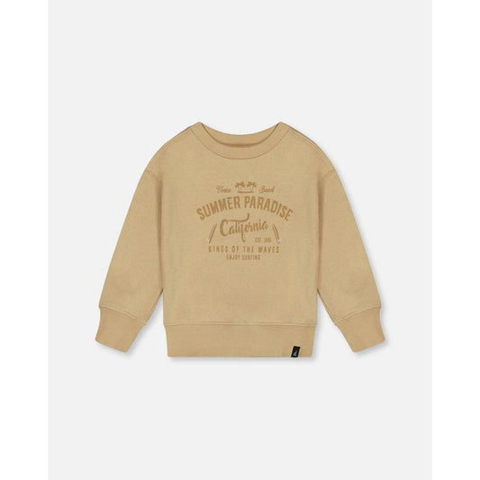 Deux par Deux Boy Pullover Graphic Sweatshirt Beige