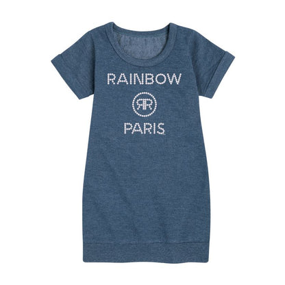 Girls' - Rainbow High - Rainbow Paris Pearls Graphic Short Sleeve Fleece Dress