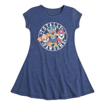 Girls' - Paw Patrol - Chase Skye Marshall Totally Pawsome Fit & Flair Cap Sleeve Dress