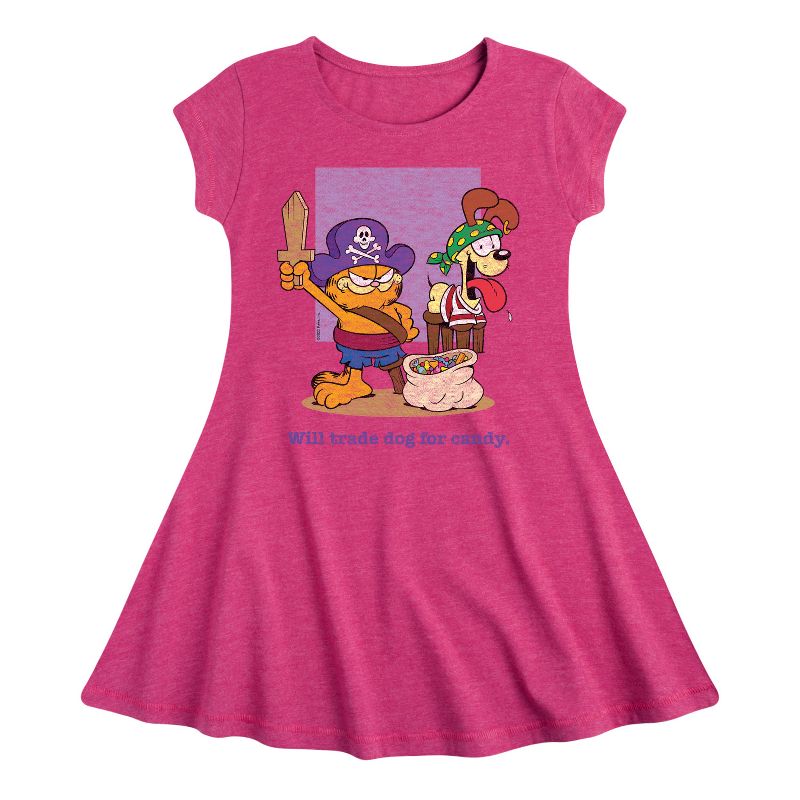 Girls' - Garfield - Will Trade Dog For Candy Fit & Flair Cap Sleeve Dress