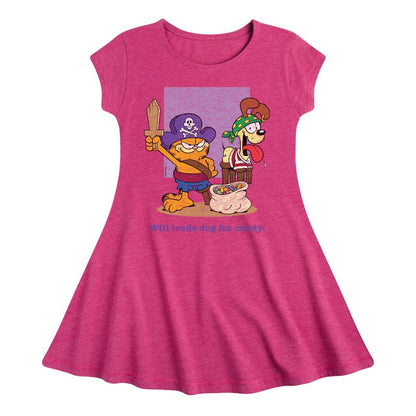 Girls' - Garfield - Will Trade Dog For Candy Fit & Flair Cap Sleeve Dress