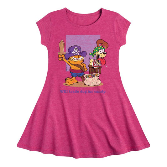 Girls' - Garfield - Will Trade Dog For Candy Fit & Flair Cap Sleeve Dress