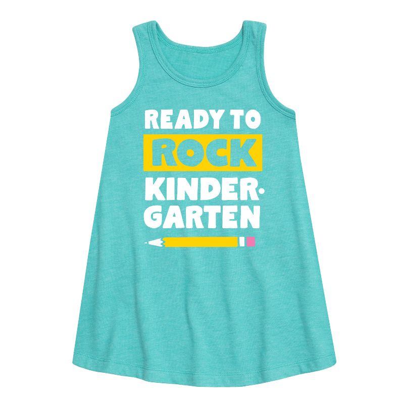 فستان ألين بدون أكمام برسومات جرافيكية للأطفال - رسالة فورية - جاهز للانطلاق في رياض الأطفال