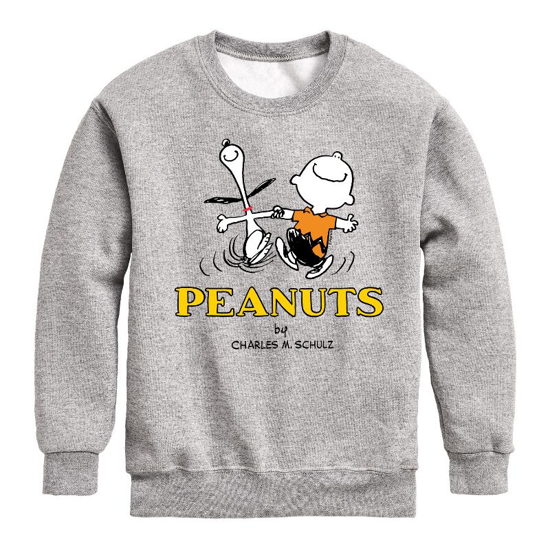 Boys' - Peanuts - Charlie Snoopy Dancing Graphic Long Sleeve Fleece Sweatshirt