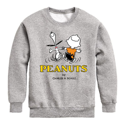 Boys' - Peanuts - Charlie Snoopy Dancing Graphic Long Sleeve Fleece Sweatshirt