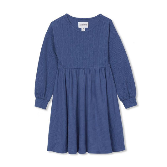 Lands' End Kids Long Sleeve Ribbed Dress
