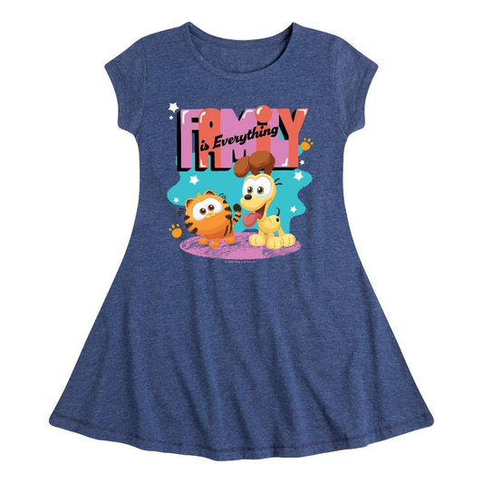 Girls' - Garfield - Family Is Everything Fit & Flair Cap Sleeve Dress