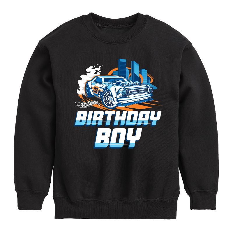 Boys' - Hot Wheels - Birthday Boy Graphic Long Sleeve Fleece Sweatshirt