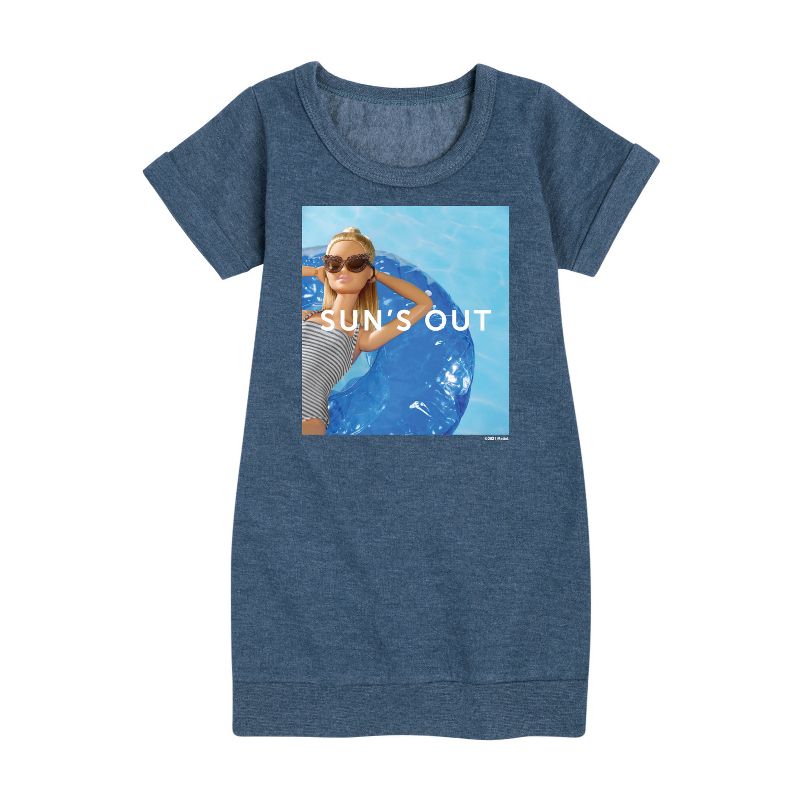 Girls' - Barbie - Sun's Out Graphic Short Sleeve Fleece Dress