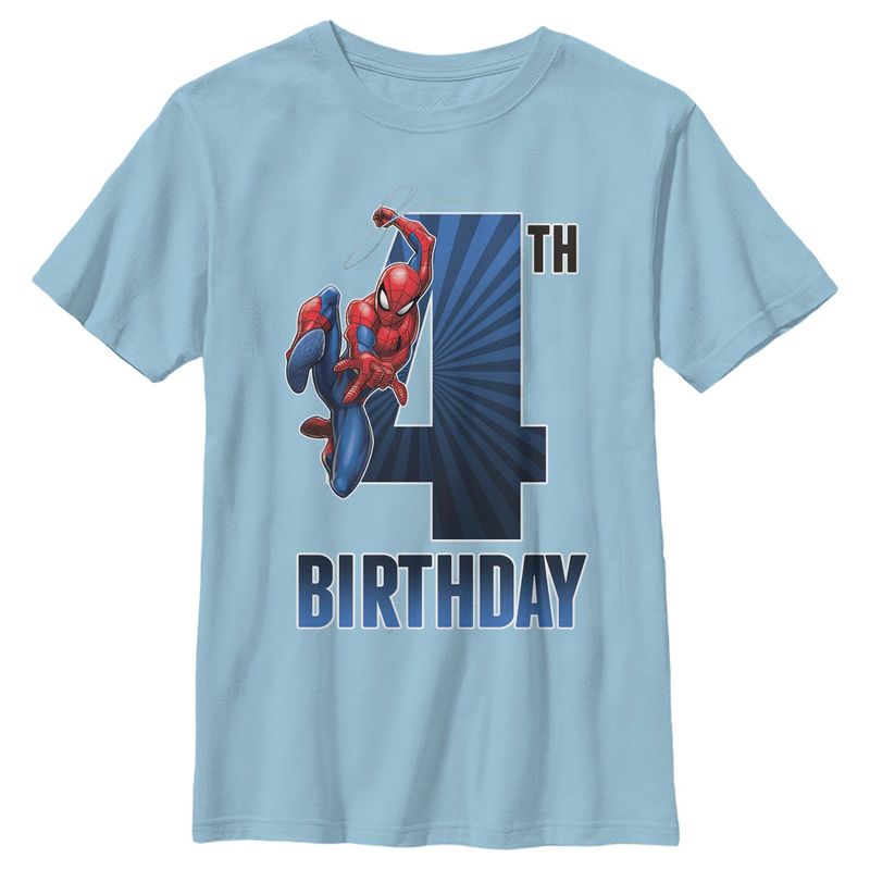 Boy's Marvel Spider-Man Swinging 4th Birthday T-Shirt
