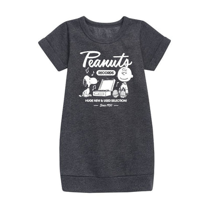 Girls' - Peanuts - Charlie Brown Records Graphic Short Sleeve Fleece Dress