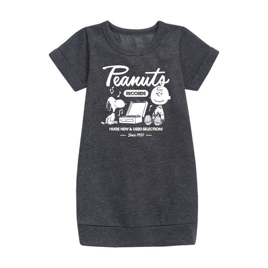 Girls' - Peanuts - Charlie Brown Records Graphic Short Sleeve Fleece Dress