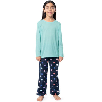 Fruit of the Loom Girls Long Sleeve Fleece Pajama Set, 2-Piece, Sizes 4-16