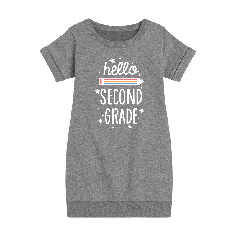 Girls' - Instant Message - Hello Second Grade Graphic Short Sleeve Fleece Dress