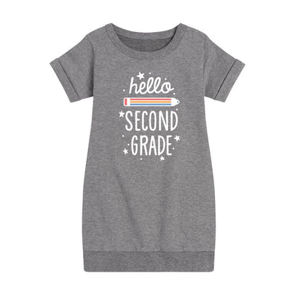 Girls' - Instant Message - Hello Second Grade Graphic Short Sleeve Fleece Dress