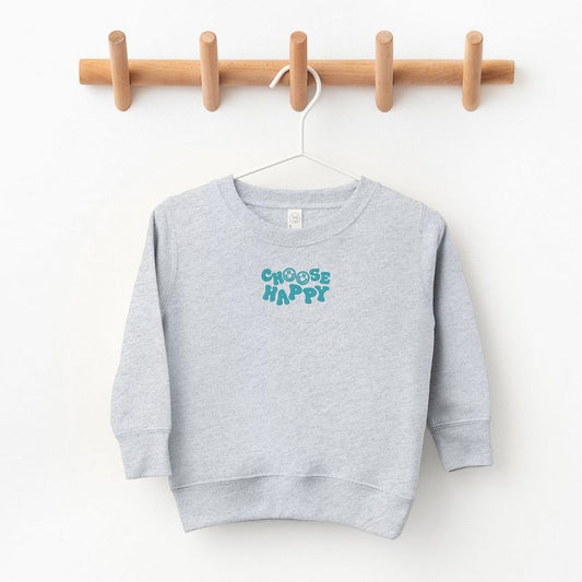 The Juniper Shop Embroidered Choose Happy Smiley Face Toddler Graphic Sweatshirt