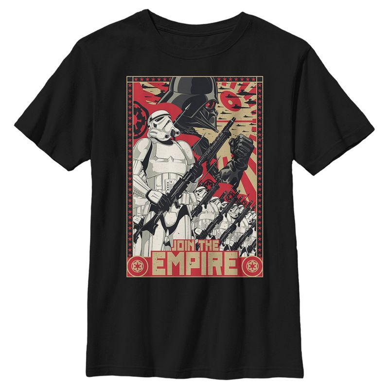Boy's Star Wars: The Empire Strikes Back Darth Vader and Stormtroopers Join the Empire Poster T-Shirt