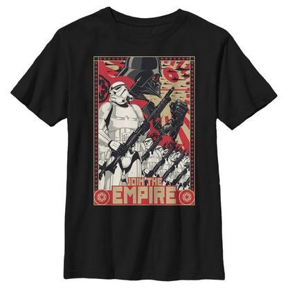 Boy's Star Wars: The Empire Strikes Back Darth Vader and Stormtroopers Join the Empire Poster T-Shirt