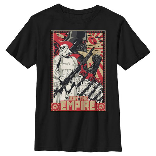 Boy's Star Wars: The Empire Strikes Back Darth Vader and Stormtroopers Join the Empire Poster T-Shirt