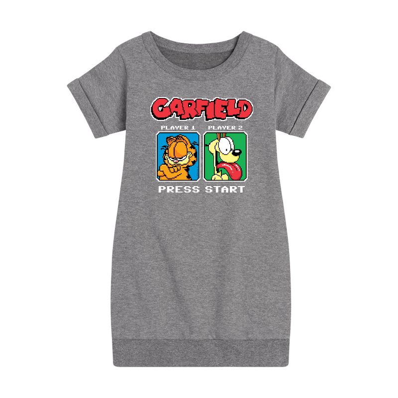 Girls' - Garfield - Garfield Odie Game On Graphic Short Sleeve Fleece Dress