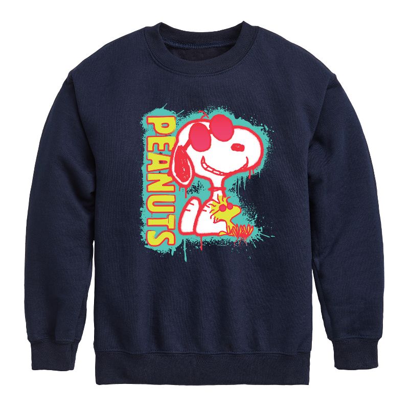 Boys' - Peanuts - Peanuts Snoopy Woodstock Graphic Long Sleeve Fleece Sweatshirt