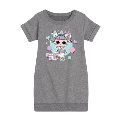 فستان صوف بأكمام قصيرة مطبوع عليه رسومات "مفاجأة لول!" للفتيات