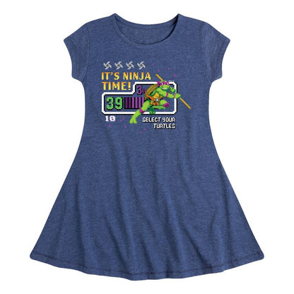 Girls' - Teenage Mutant Ninja Turtles - Its Ninja Time Donnie Fit & Flair Cap Sleeve Dress