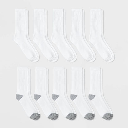 Boys' 10pk Athletic Crew Socks - Cat & Jack™ White