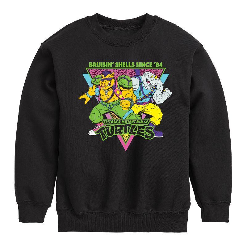 Boys' - Teenage Mutant Ninja Turtles - 80s Bebop Rocksteady Graphic Long Sleeve Fleece Sweatshirt