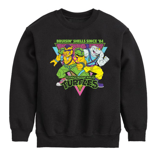 Boys' - Teenage Mutant Ninja Turtles - 80s Bebop Rocksteady Graphic Long Sleeve Fleece Sweatshirt