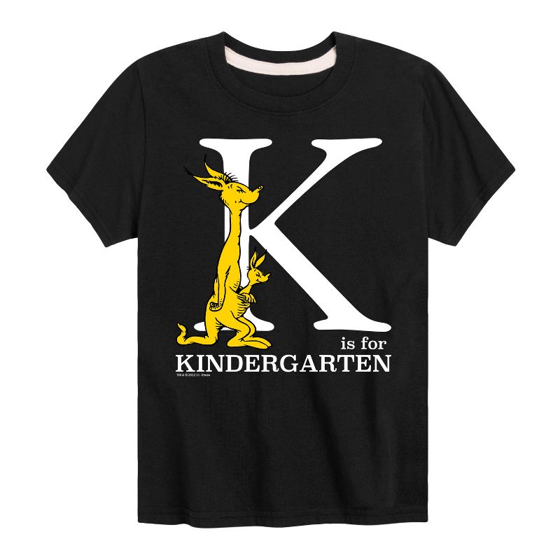 تي شيرت جرافيكي بأكمام قصيرة للأولاد - دكتور سوس - K Is For Kindergarten Kangaroo