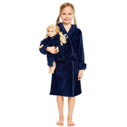 Leveret Girl and Doll Matching Fleece Hooded Robe