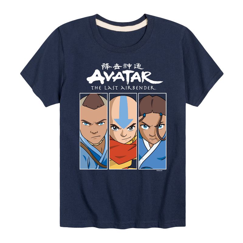 Boys' - Avatar: The Last Airbender - Aang Sokka Katara Trio Short Sleeve Graphic T-Shirt