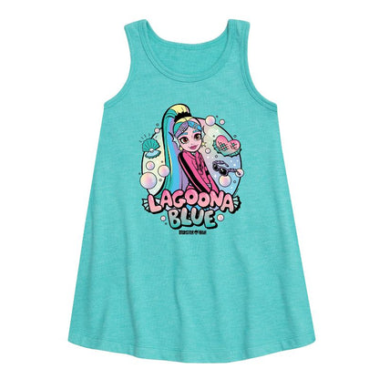 Girls' - Monster High - Lagoona Blue Bubbles Graphic Sleeveless Aline Dress