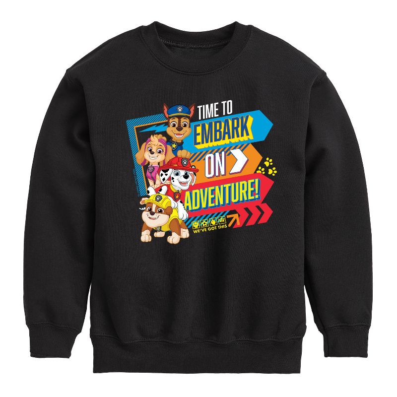 Boys' - Paw Patrol - Time To Embark On Adventure Graphic Long Sleeve Fleece Sweatshirt