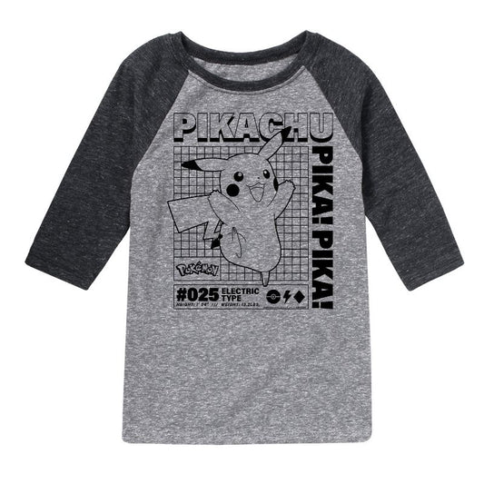 Boys' - Pokémon - Pikachu Info Chart Raglan Graphic T-Shirt
