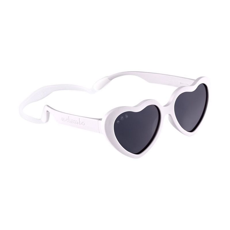 Roshambo Bend-in-Half Flexible Heart Kids Sunglasses | Made in Italy | Polarized UV400 Lens | Carrying Sleeve, Silicone Strap & Ear Locks Included!