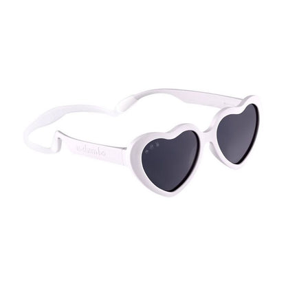 Roshambo Bend-in-Half Flexible Heart Kids Sunglasses | Made in Italy | Polarized UV400 Lens | Carrying Sleeve, Silicone Strap & Ear Locks Included!