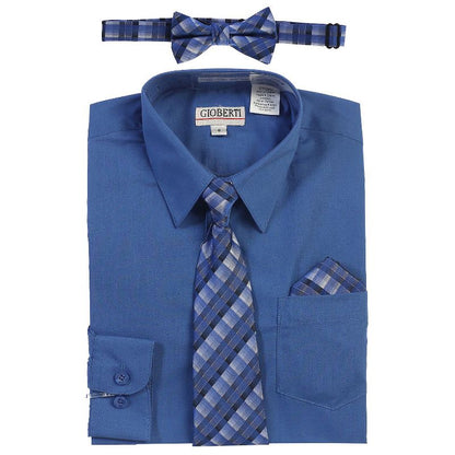 Gioberti Boy's Long Sleeve Dress Shirt and Plaid Tie Accessories Set (Part 3)