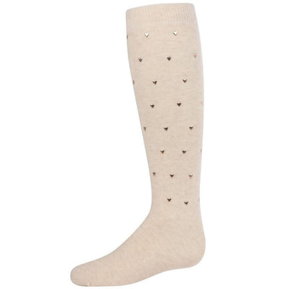 Memoi Girls' Sweetheart Studded Knee-High Socks