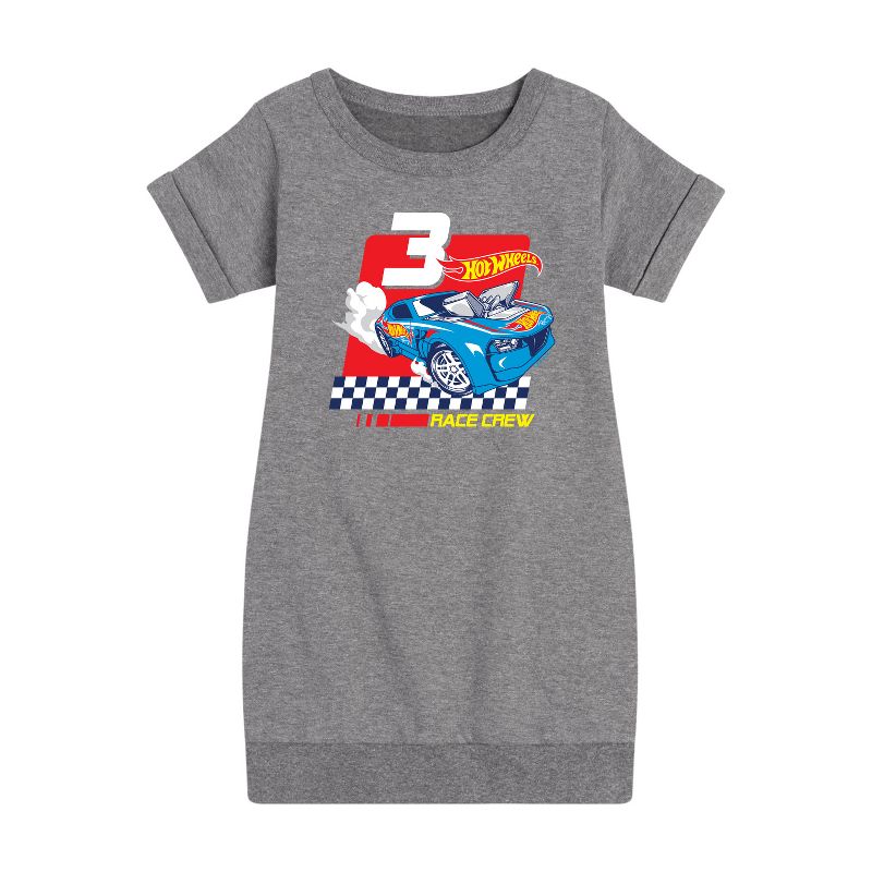 Girls' - Hot Wheels - Race Crew 3 Yrs Graphic Short Sleeve Fleece Dress