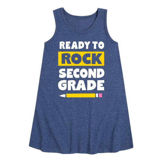 Girls' - Instant Message - Ready To Rock Second Grade Graphic Sleeveless Aline Dress