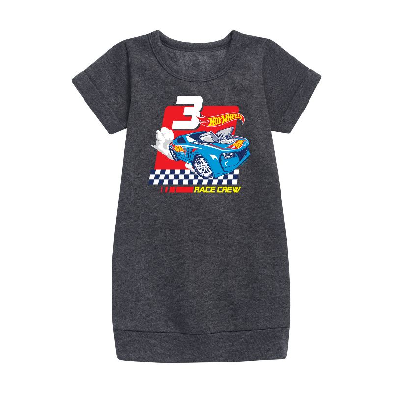 Girls' - Hot Wheels - Race Crew 3 Yrs Graphic Short Sleeve Fleece Dress