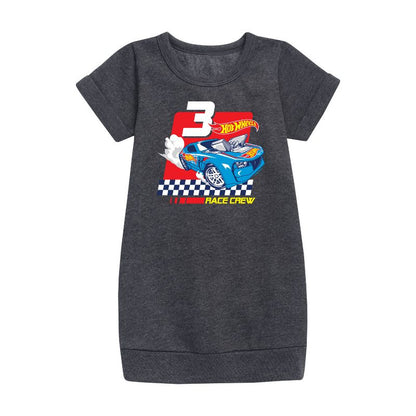 Girls' - Hot Wheels - Race Crew 3 Yrs Graphic Short Sleeve Fleece Dress
