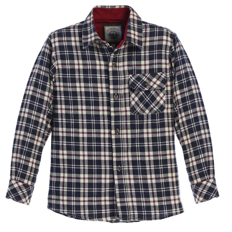 Gioberti Boy's Single Pocket Flannel Shirt with Corduroy Contrast (Part 2)