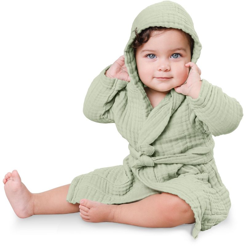 Muslin Bath Robe for Kids 100% Cotton, 4-Layer Absorbent Muslin Fabric By Comfy Cubs