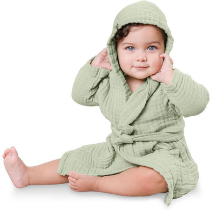 Muslin Bath Robe for Kids 100% Cotton, 4-Layer Absorbent Muslin Fabric By Comfy Cubs