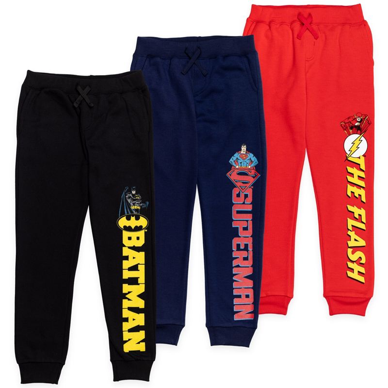 DC Comics Justice League Batman Superman Flash 3 Pack Jogger Pants