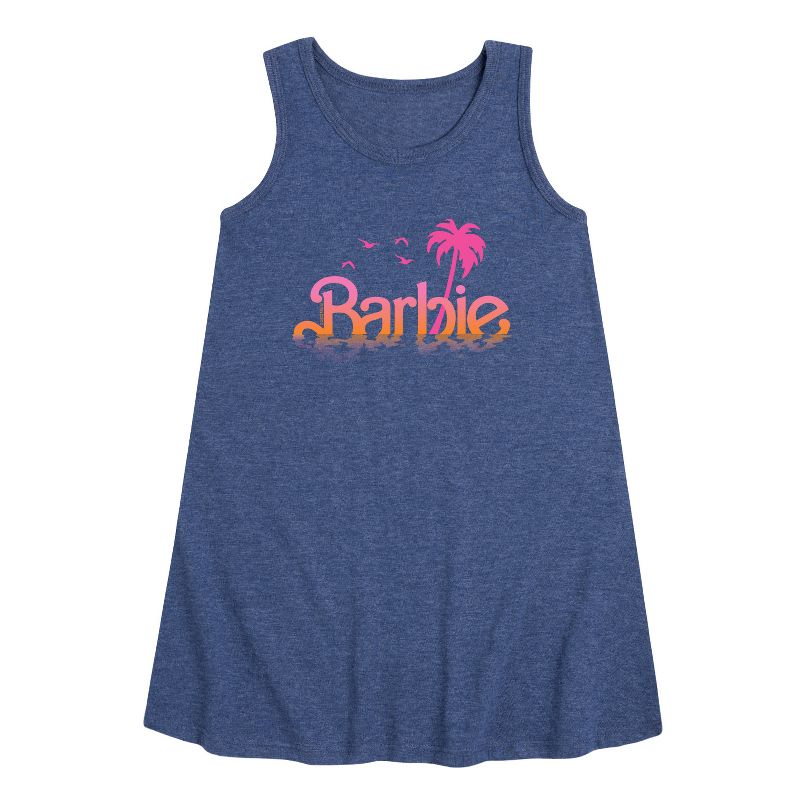 Girls' - Barbie - Sunset and Palm Trees Graphic Sleeveless Aline Dress