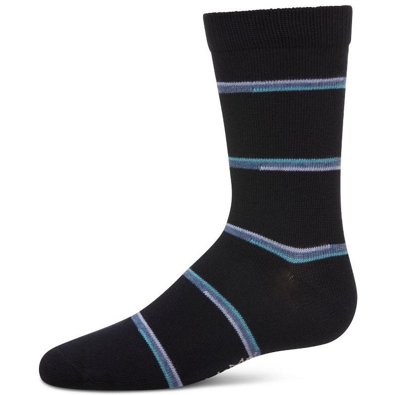 Memoi Spacedye Stripe Boys Cotton Blend Crew Sock